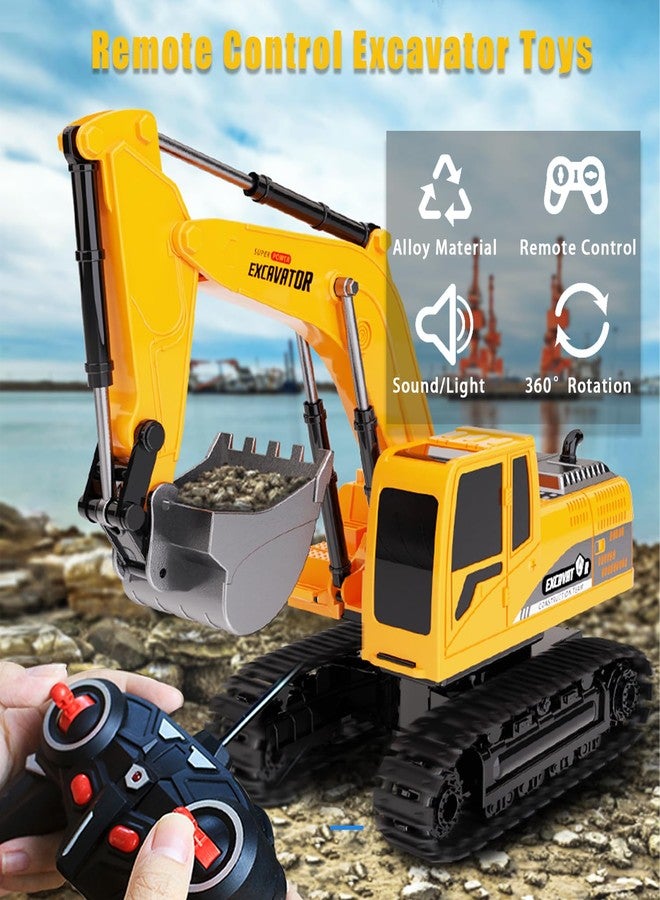 Ruutcasy Remote Control Excavator,Toy Digger Remote Control Digger Excavator Toys,Engineering Sand Digger Construction Vehicle Toy RC Excavator Toy Cars for Kids - Image 2